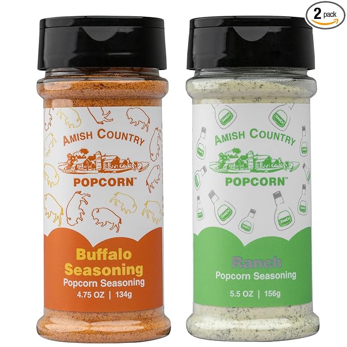 Amish Country Popcorn | Buffalo and Ranch Seasoning Bundle | Old Fashioned, Non-GMO and Gluten Free