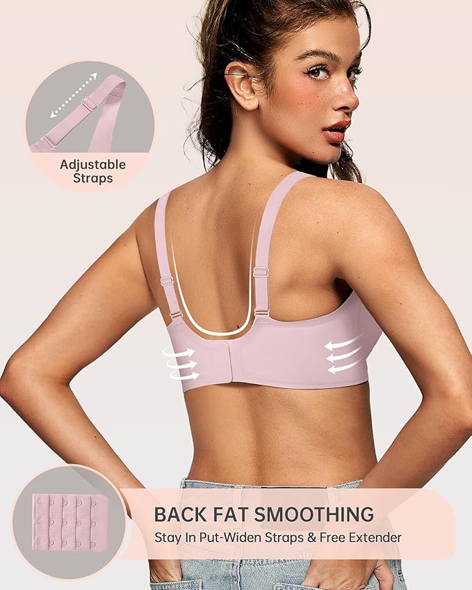 OEAK Womens Deep V Bras Wireless Comfortable Bra Supportive No Underwire Bras Tshirt Push Up Bralettes Plunge Seamless Bra