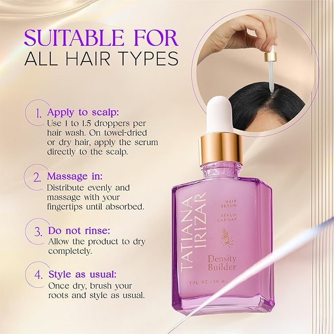 Hair Thickening Serum - Hair Density Serum Builder for Women Made in USA 30ml - Clinically Proven Scalp Treatment Non-Greasy - Natural Biotin, Argan & Pea Peptides - For Thinning, Fine or Damaged Hair