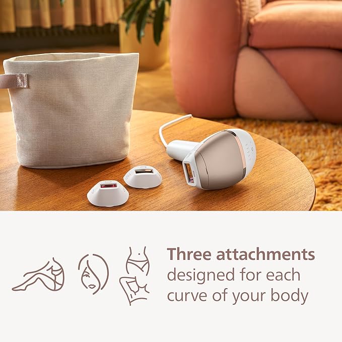 Philips Lumea 8000 Series IPL Hair Removal Device - Alternative to Laser Hair Removal, SenseIQ Technology and Lumea App, 3 Attachments for Body, Face, and Precision, for Women & Men, BRI937/03