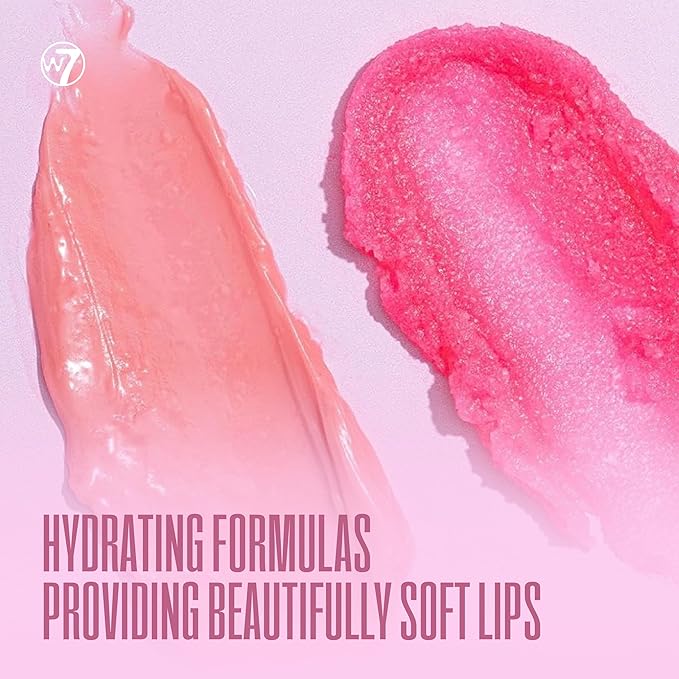 W7 Sweet Dreams Lip Scrub & Overnight Lip Mask Duo - 2Pcs Set - Strawberry Flavour - Exfoliate, Condition, Soothe & Hydrate