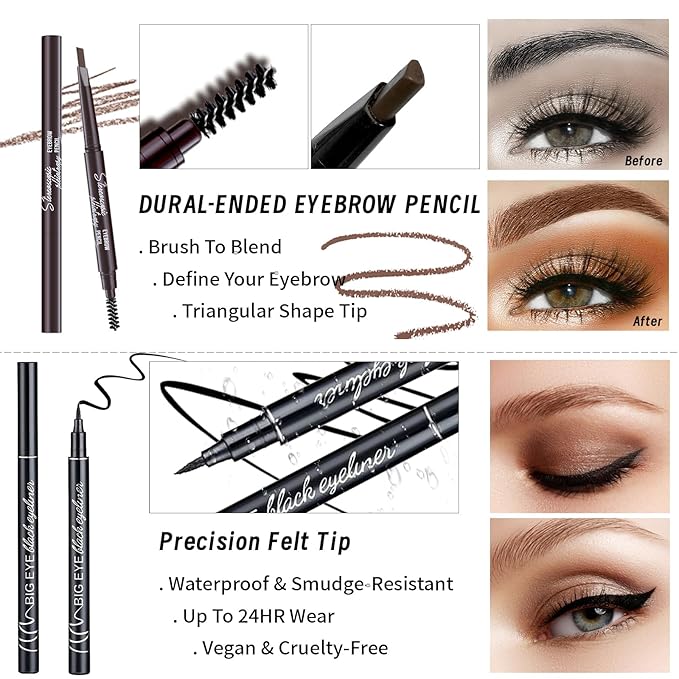 Makeup Kit For Girls Teens Women, Makeup Set, Makeup Present, Includes Eyeshadow Palette, Foundation, Eyebrow Pencil, Eyeliner, Lip Gloss, Counter Stick, Makeup Brush Set Bag & Sponge