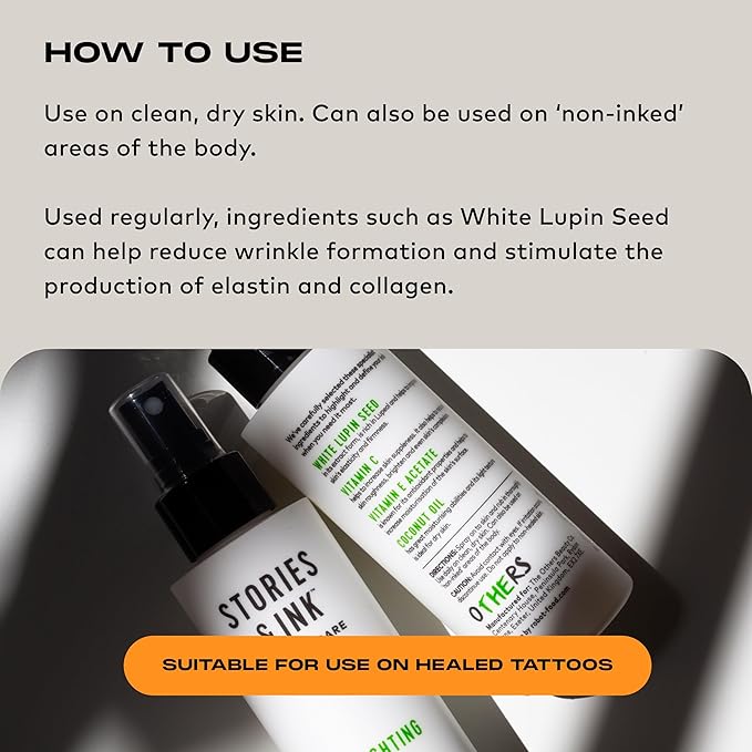 Stories & Ink Tattoo Care | HIGHLIGHTING BODY OIL for healed skin - Refreshes Faded Tattoos for Instant Tattoo Glow, 100 mL / 3.4 Fl Oz