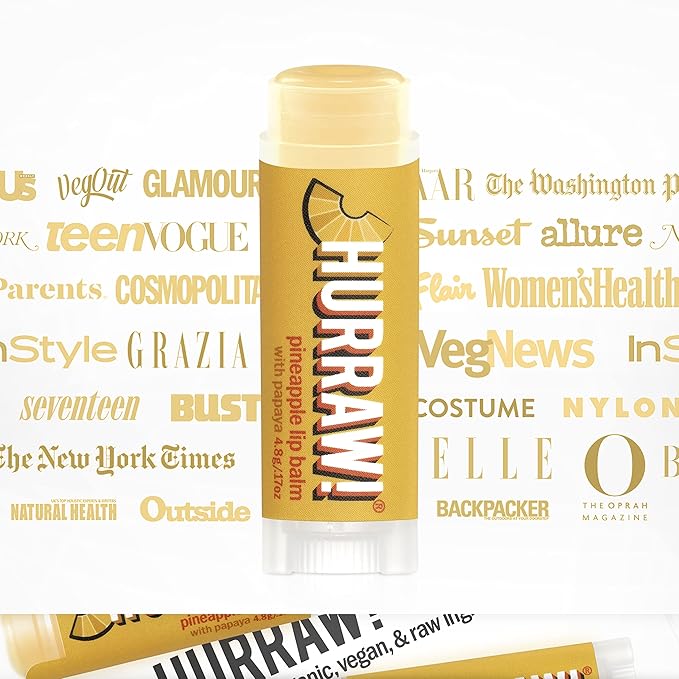 Hurraw! Pineapple Lip Balm: Organic, Certified Vegan, Cruelty and Gluten Free. Non-GMO, 100% Natural Ingredients. Bee, Shea, Soy and Palm Free. Made in USA