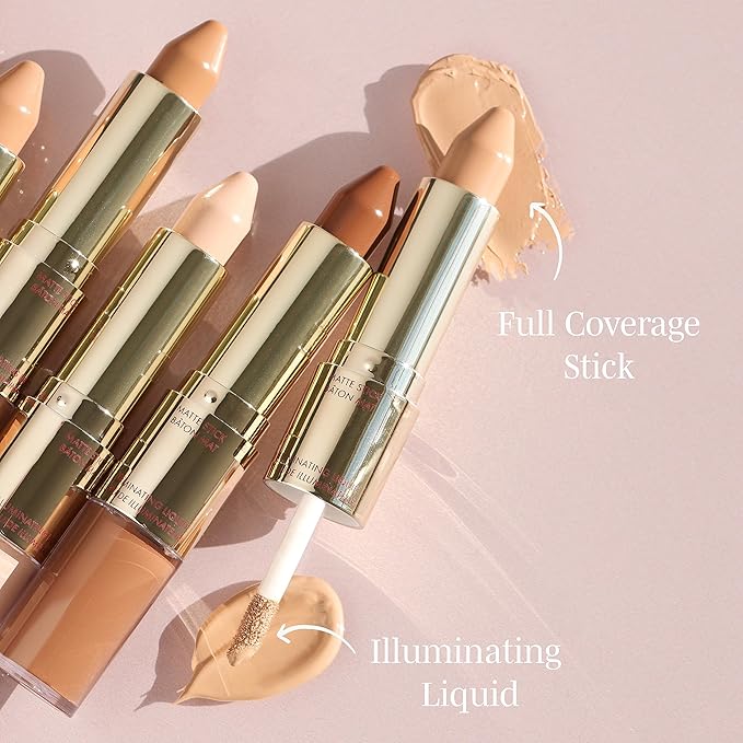 Wander Beauty Dualist Matte and Illuminating Concealer Makeup - Medium - Dual-Ended Matte Concealer Stick + Liquid Concealer - Full Coverage Concealer Brightens & Hydrates Under Eyes - 0.28 fl oz