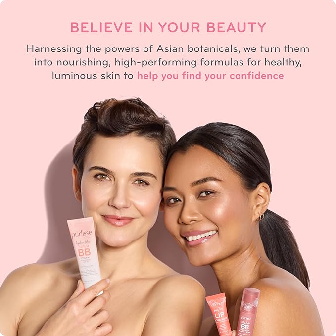 pūrlisse Perfect Glow BB Cream with SPF 30 - Matte Meets Dewy Finish - Enriched with Goji & Hawthorn Berry to Help Improve Skin Texture & Radiance - Light Medium (1.4 oz)