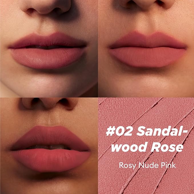 ITY Velvet Matte Finish Lip Stain-Mousse Textured Pudding Pot Lip Clay with Brush, Nude Shade, Dual-Use as Lipstick and Blush, Conceals Lip Lines, Rich Pigment, 0.21 oz (6g) in Sandalwood Rose