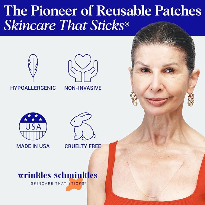 Wrinkles Schminkles Chest Wrinkle Patch - Reusable Silicone Smoothing Pads for Cleavage & Body, Reduce Wrinkles & Stretch Marks, Sensitive Formulated, Secret to Radiant Skin (1 Pack)