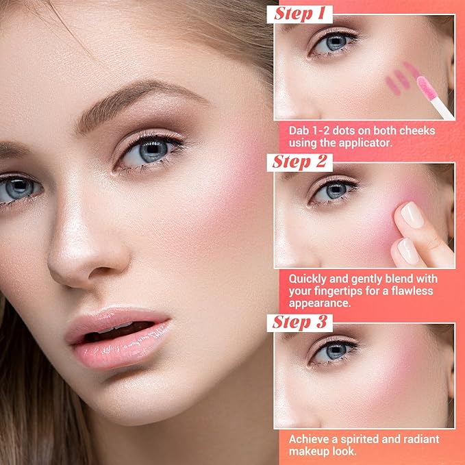 Color Changing Blush Oil, Liquid Blush Oil for Cheeks, Long-lasting Waterproof Blush, Dewy & Natural Flush Finish, Reacts to Your Skin's pH for a Customized Look