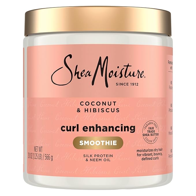 SheaMoisture Curl Enhancing Smoothie Hair Cream Coconut and Hibiscus for Thick, Curly Hair Sulfate Free and Paraben Free Curl Cream 20 oz