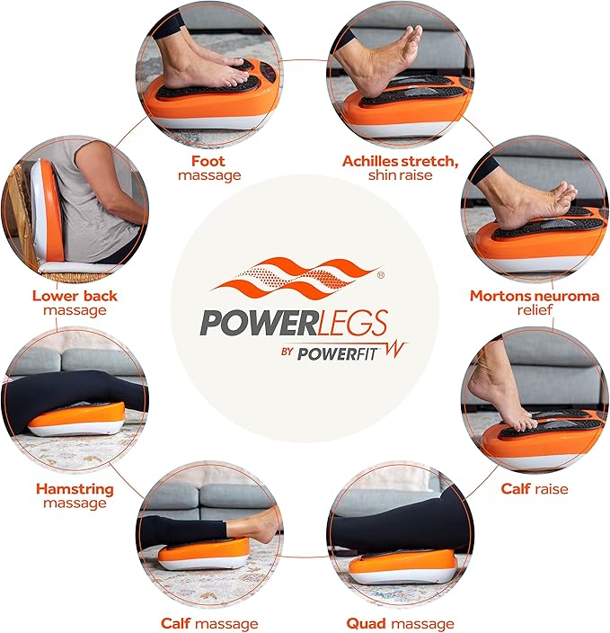 Power Legs Electric Foot Massager Machine with Remote Control, Adjustable Speed, Vibration - Calf Massager - Feet Massager for Neuropathy Pain Relief, Plantar Fasciitis, Leg Blood Circulation (Orange)