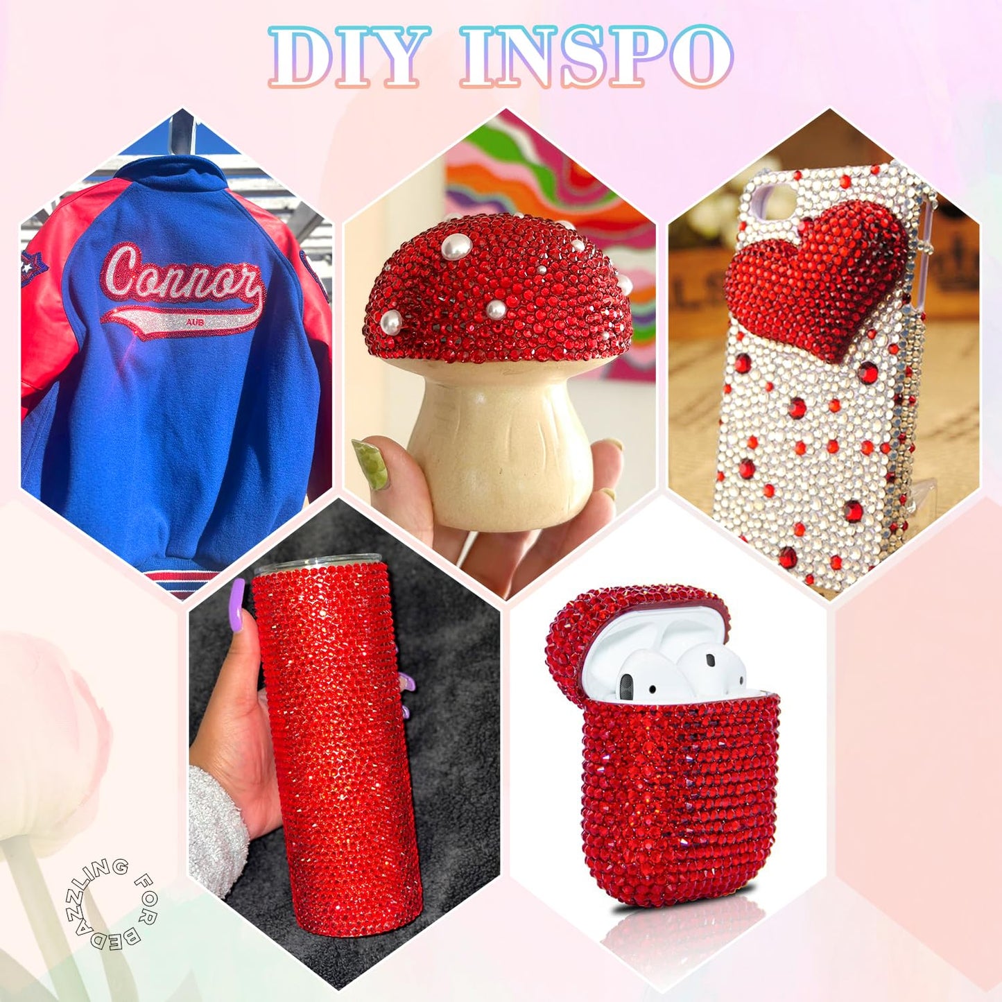 25000Pcs Resin Rhinestones with Tweezers for Crafting, 2-6mm Mixed Sizes (Red) Non Hotfix Flatback Gems, Bedazzling Crystal for DIY Crafts Clothing Tumblers Mugs Shoes Decor Nail Art