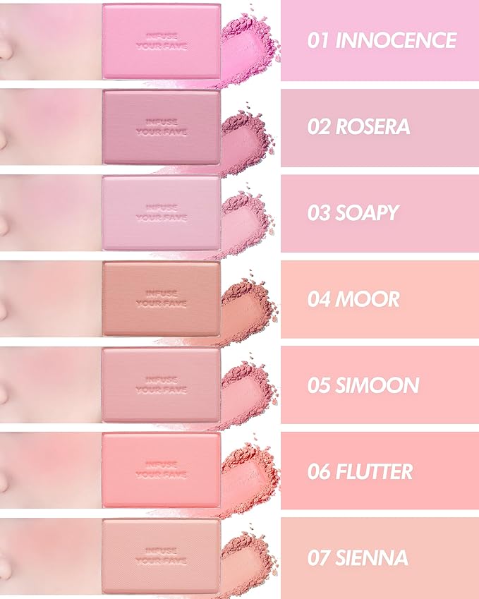 HOLIKA HOLIKA Infusing Blush with Brush - Lightweight, Smooth, Blendable Cheek Blusher, Sebum-Control, Natural Pore Coverage, Built-In Brush, Long-Lasting Pigment for Romantic Mood (06 FLUTTER)