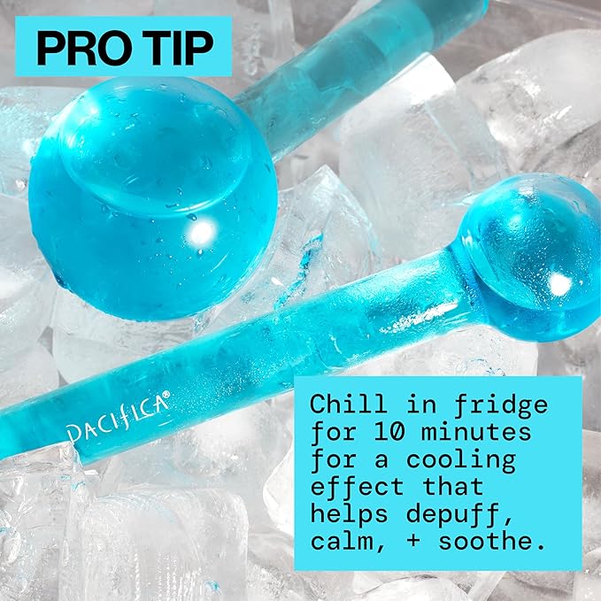 Pacifica Ice Roller Cryo Globes – Cooling Glass Facial Massager for Face, Eyes & Neck – Cold Therapy Beauty Tool for Puffy Eyes, Dark Circles, Redness, Wrinkles – Skin Care Gift for Women & Men