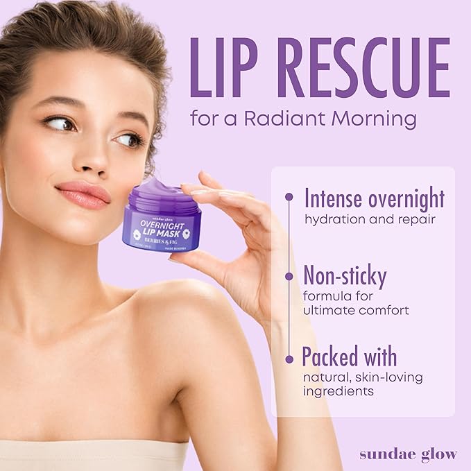 Berries & Fig Lip Mask - Dermatologist Tested, Anti-Aging, Korean Skin Care, Deep Hydration, Overnight Lip Repair - Non- GMO, Vegan, Clean Beauty, 95% Natural, Cruelty-Free - 1 Pack