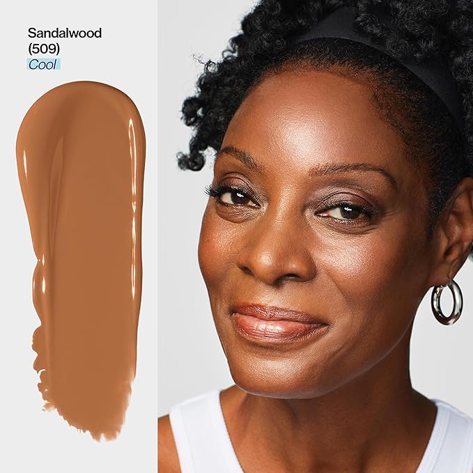 Revlon Illuminance Tinted Serum, Triple Hyaluronic Acid, Evens Out Skin Tone Over Time and Hydrates All Day, SPF 15, 509 Sandalwood, 0.94 fl oz.