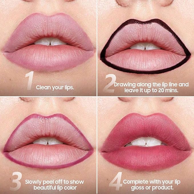 Lip Stain Peel Off - Lip Liner Waterproof, Lip Liner Stain Transfer Proof & Plumping, Moisturizing Non-Stick Cup Matte Finish Stay On All Day, Coral Color