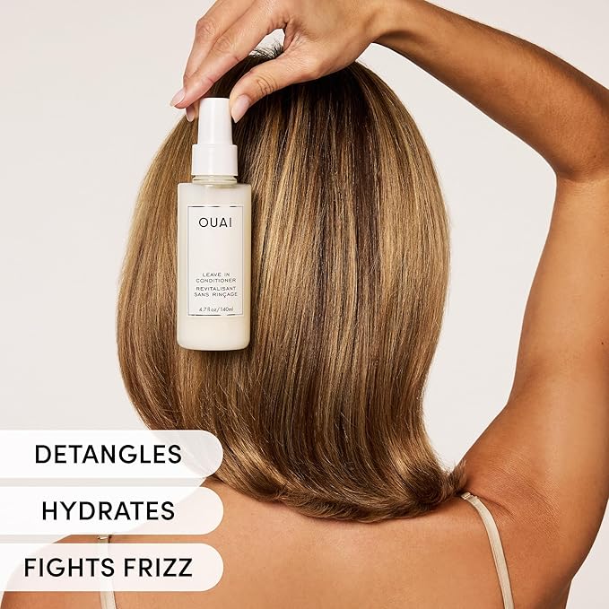 OUAI Leave In Conditioner & Heat Protectant Spray - Prime Hair for Style, Smooth Flyaways, Add Shine and Use as Detangling Spray - No Parabens, Sulfates or Phthalates (1.5 oz)