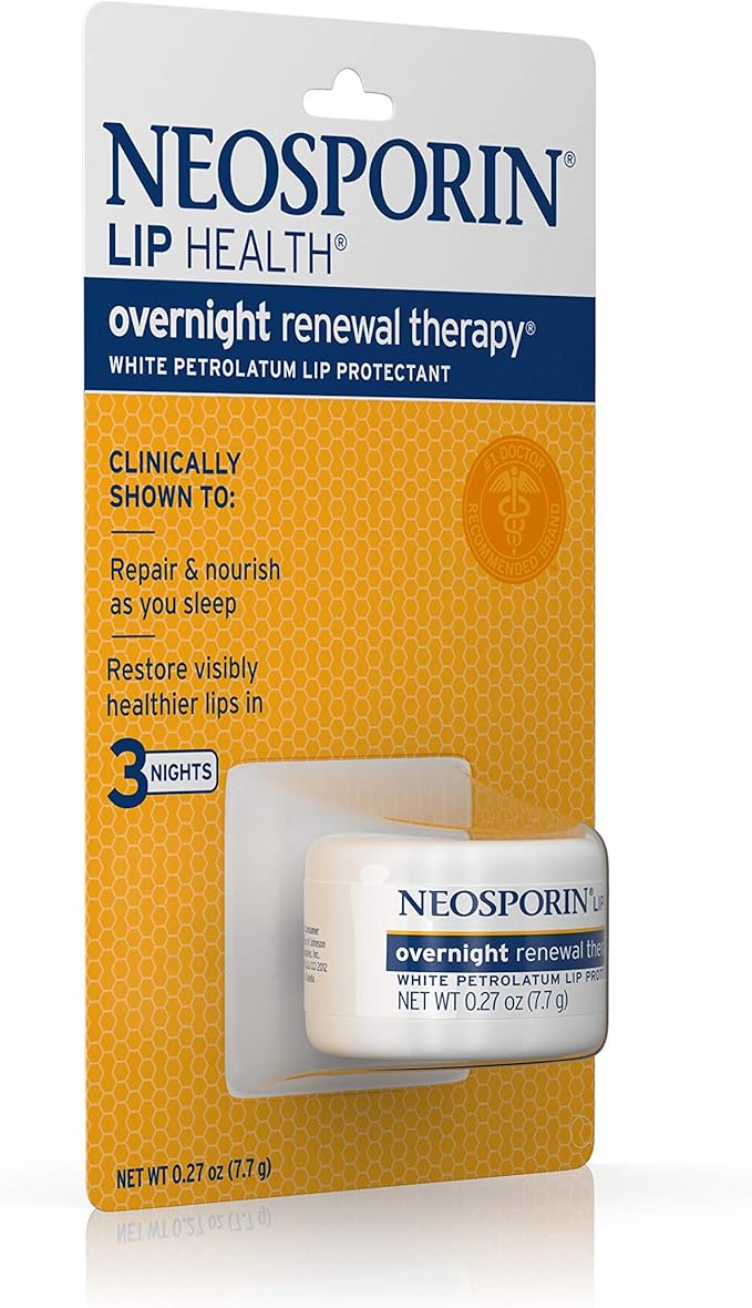 Neosporin Lip Health Overnight Healthy Lips Renewal Therapy Petrolatum Lip Protectant, 0.27oz. (Pack of 2)