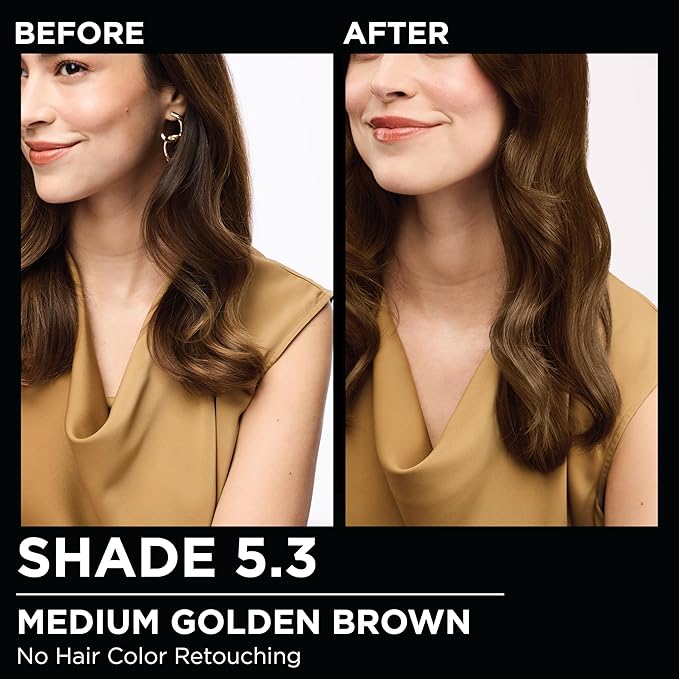 Garnier Hair Color Olia Ammonia-Free Brilliant Color Oil-Rich Permanent Hair Dye, 5.3 Medium Golden Brown, 2 Count (Packaging May Vary)