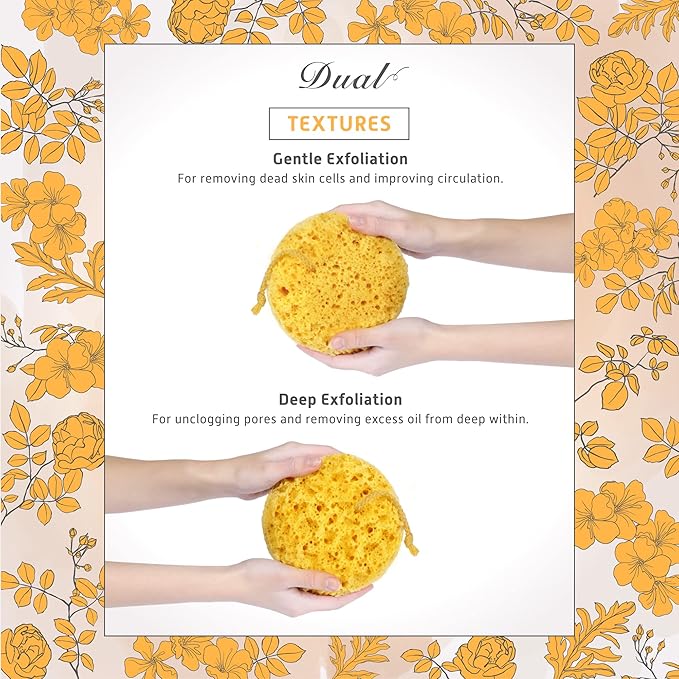 Spongentle Deep Cleansing Body Loofah Sponge, Natural Colors, for Bath and Shower, Multiple Textures for Gentle and Deep Exfoliation, Generous and Rich Lather, (Pack of 3)
