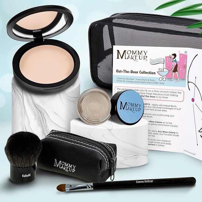 Out The Door Collection | Talc-free 5-piece Mineral Makeup Set | CUDDLE (Light/Medium) - For light to medium complexions + STARLIGHT - A Pale Beige w/Icy Shimmer