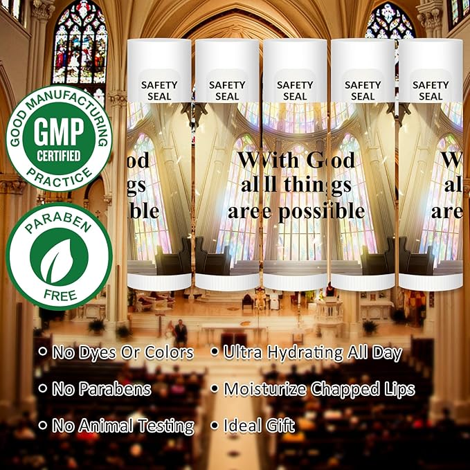 DMSKY 60 Lip Balm Bulk, Christian Gift for Women Men Faith Religious Moisturizing Lip Care Product Stocking Stuffers with Inspirational Scripture Happy Moment Praise God for Friend