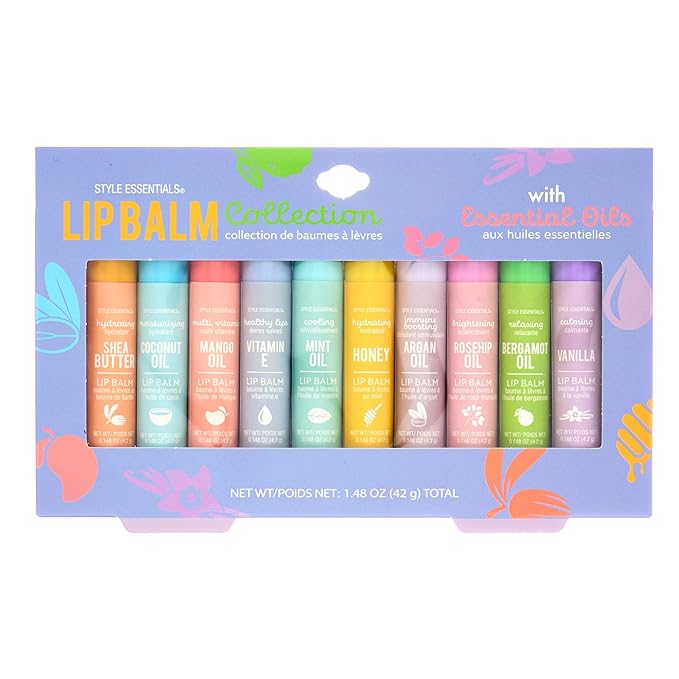 Expressions 10pc Lip Balm Collection -Hydrating Lip Balms Infused- Enriched Lip Balm Set
