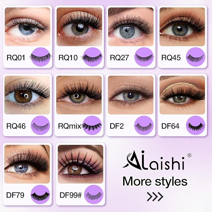 False Eyelashes Kit With Bond, Seal and Tweezer, 7 Pairs Fluffy Natural Look Fake Cat Eye Lashes Strips Thin Band Extensions Waterproof Easy Eyelashes for Beginners DF64