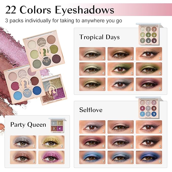 Color Nymph Girls Makeup Kits For Teens, Beginners Makeup Kit All In One Makeup Set For Teenager Full Kit Girls Makeup Kit With Train Case 18 color eyeshadow 4 color glitter & lipgloss - Pink