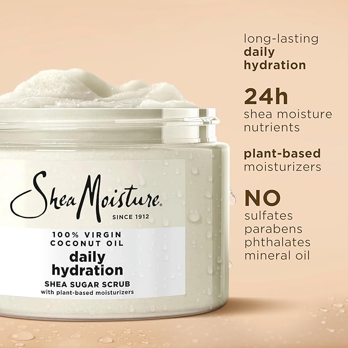 SheaMoisture Shea Sugar Body Scrub For Nourish And Replenish Skin Virgin Coconut Oil Daily Hydrating Body Scrub With 24h Shea Moisture Nutrients 12 oz