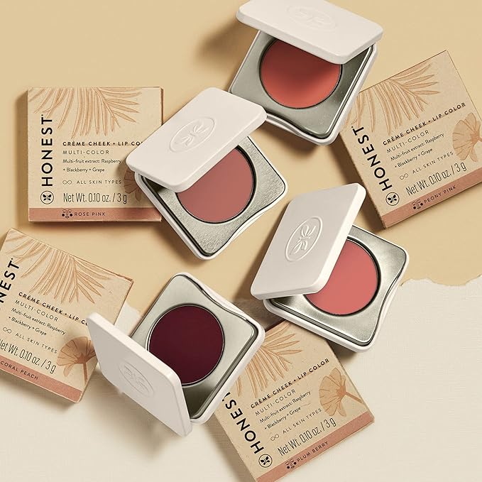 Honest Beauty 2-in-1 Creme Cheek Blush + Lip Color | EWG Verified, Vegan + Cruelty Free | Fire Coral, .1 oz