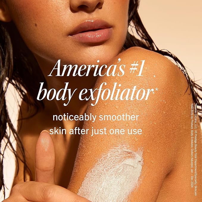 First Aid Beauty - KP Bump Eraser Body Scrub with 10% AHA, Keratosis Pilaris Exfoliator with Glycolic and Lactic acids, Helps Reduce Chicken Skin Bumps, Safe for Sensitive Skin, Peach Scent (8 oz)