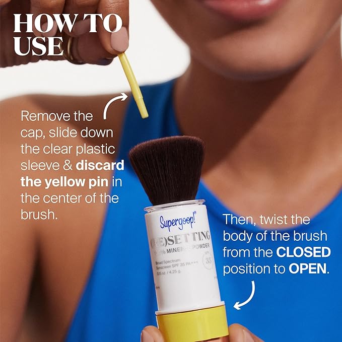 Supergoop! (Re) setting Mineral Powder, Light - 0.15 oz - Makeup Setting Powder + Broad Spectrum SPF 35 PA+++ Sunscreen - With Ceramides, Olive Glycerides & Coated Silica Spheres