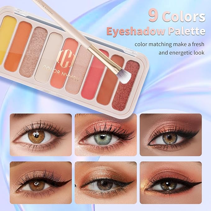 Color Nymph Teen Girls Makeup Kits, Makeup Set For Girls With Sequin Bag All In One Makeup Kit For Women Packed Individually 9 Colors Eyeshadow Palette Liquid Blush Lip gloss Mascara -Pink Blue