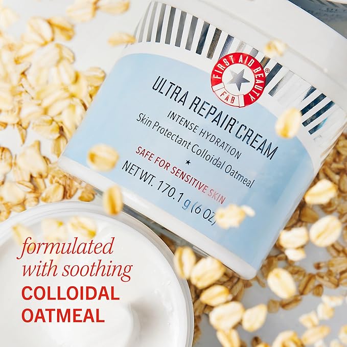 First Aid Beauty - Ultra Repair Cream, Intense Hydration Whipped Colloidal Oatmeal, Clinically Proven to Strengthen Skin Barrier in 7 Days & Helps Relieve Eczema, Luxury Face & Body Moisturizer, 8 oz