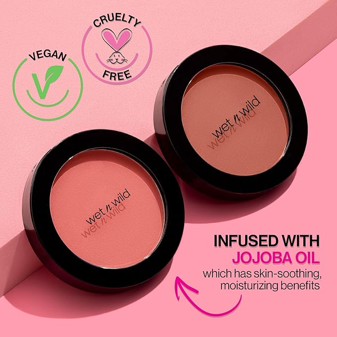 wet n wild Color Icon Blush, Effortless Glow & Seamless Blend infused with Luxuriously Smooth Jojoba Oil, Sheer Finish with a Matte Natural Glow, Cruelty-Free & Vegan - Pearlescent Pink