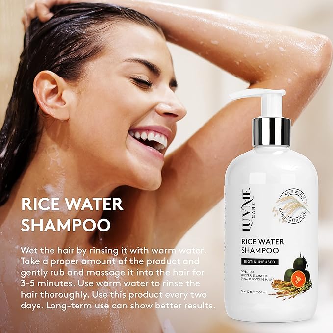 Rice Water Hair Growth Shampoo with Biotin - Hair Shampoo for Thinning Hair and Hair Loss, All Hair Types, Men and Women 10 Fl Oz