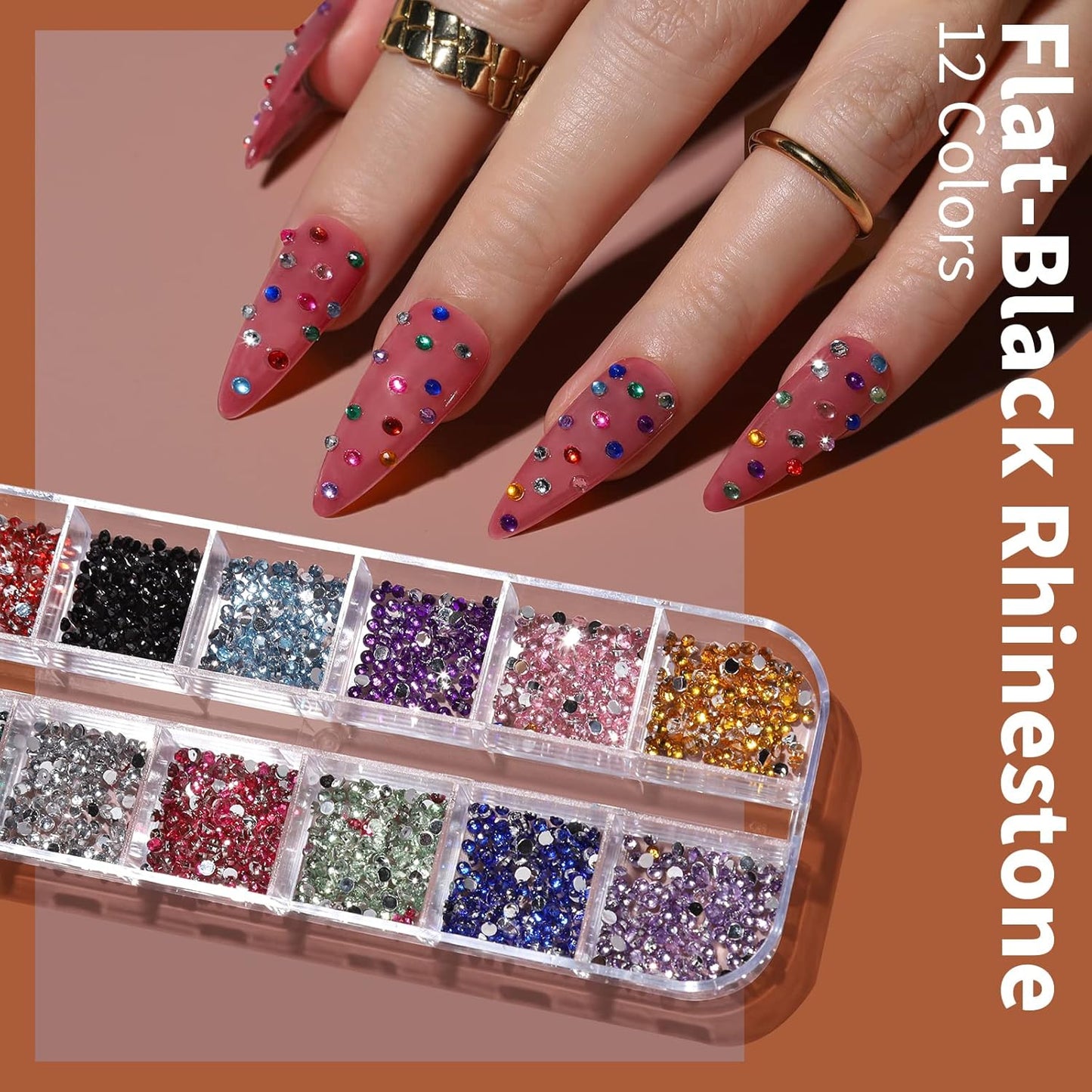 FANDAMEI Nail Art Brushes Set, Nail Art Kit, Nail Design Kit, Nail Art Dotting Pens, Nail Stickers, Butterfly Nail Art Sequins, Nail Foils, Nail Art Flakes Iridescent, Rhinestones For Nails