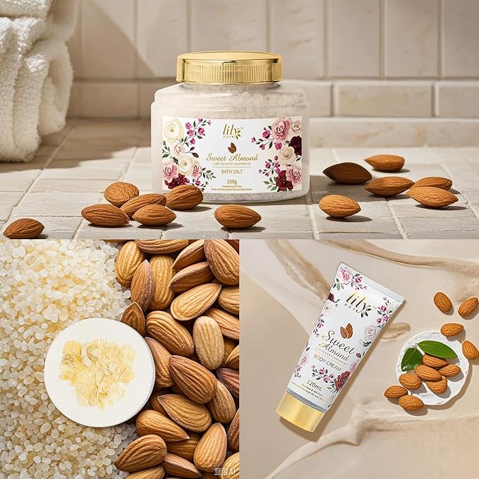 Mothers Day Gifts for Mom Spa Gift Basket Set for Women 17-Piece Almond Luxury Spa Gift Set Bath & Body Care Kit with Shower Gel, Body Cream | Valentine's, Christmas, Birthday Gifts for Her, Wife, Mom