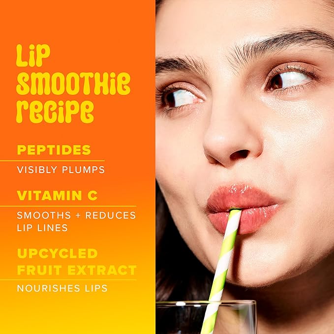 Farmacy Peptide Lip Balm - Lip Smoothie Hydrating Lip Balm with Vitamin C to Visibly Plump + Smooth Lip Lines - Nourishing Lip Treatment with a High-Gloss Finish - Mango (10g)
