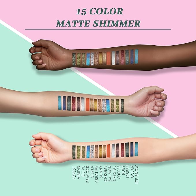 Dito 15 Color Jungle Eyeshadow Palette With 2Pcs Makeup Brush, Long Lasting Matte Makeup Palette With Mirror, Waterproof Shimmer Glitter Eyeshadow Pallet For Wife & Lover & Mother