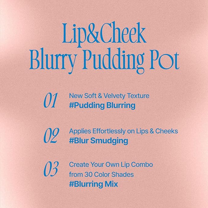 Lip&Cheek Blurry Pudding Pot | Just me Moment - Without | Makeup Blush, Buildable Lightweight, Multi-Use Soft Matte Finish | 5g