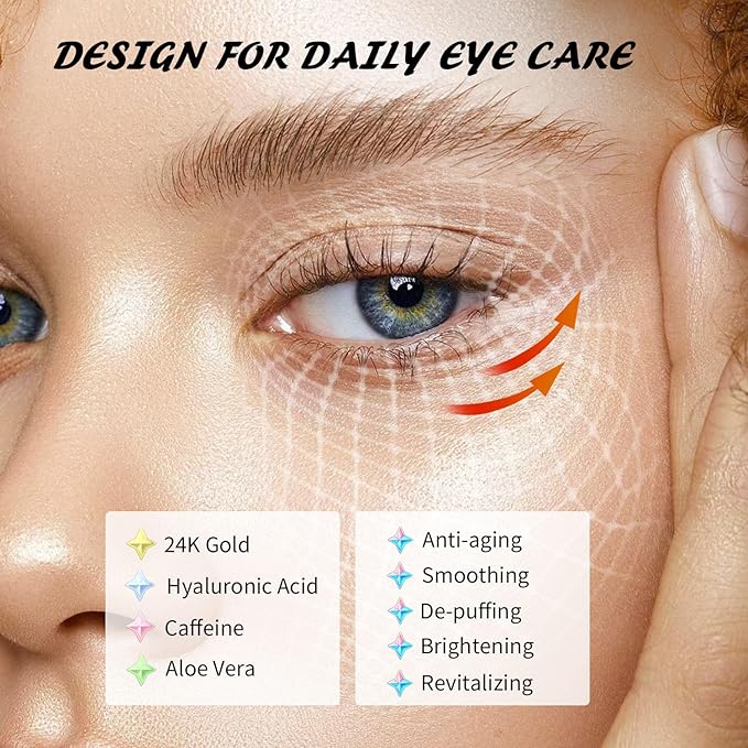 Under Eye Patches(50 Pairs), 24K Gold, Caffeine, Hyaluronic Acid, Aloe Vera Eye Masks for Dark Circles Puffy Eyes Undereye Bags, Eye Skin Care Gift Set for Bachelorette Party Favors