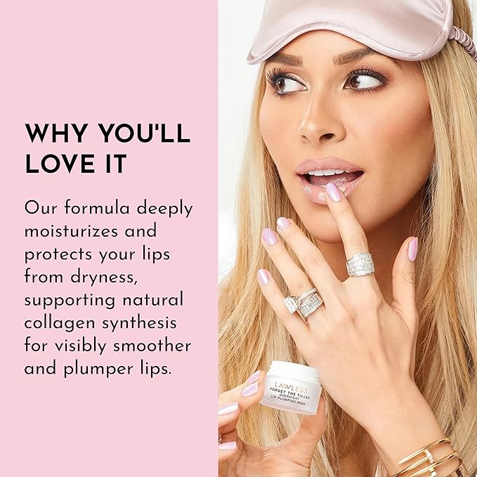 LAWLESS Forget the Filler Lip Mask - Cinnamon Sugar - Premium Overnight Lip Plumping Treatment with Natural Ingredients Designed to Plump, Hydrate, and Smooth Lips - 0.28 oz