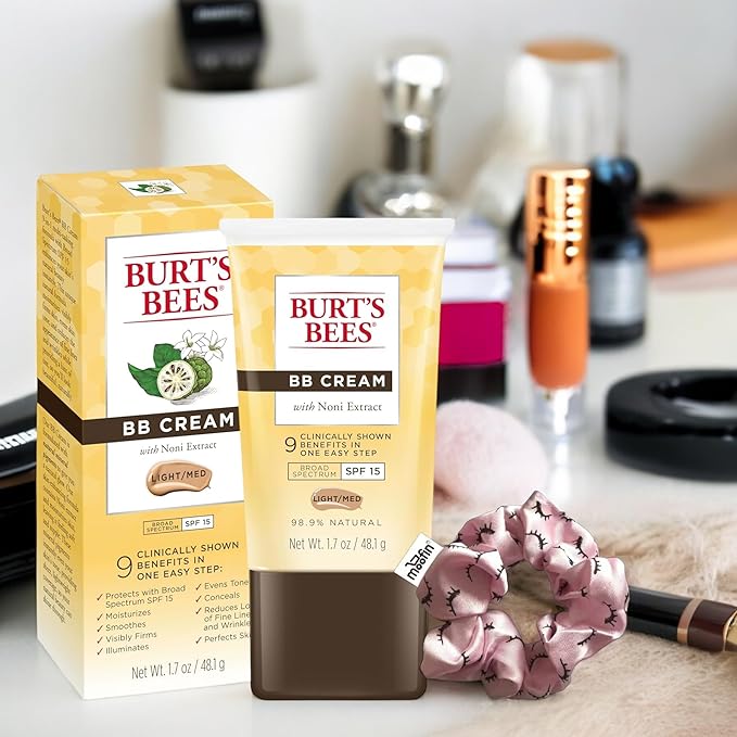 Bb Cream, 17 Oz - Wih Noni Extract LightMedium Shade Bb Cream Bundle Hair Scrunchie - Spf 15, 989 Natural, Smoothens Skin Pack Of 2