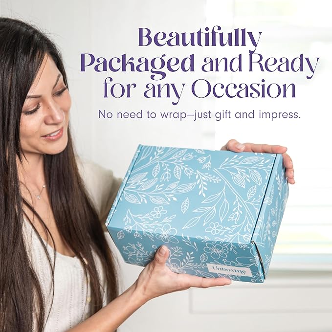 Unboxme Gifts Mini Lavender Spa Gift Set - Relaxation Gift Basket for Women - Self Care Package with Lavender Candle, Bath Bomb, Soap, Greeting Card & More