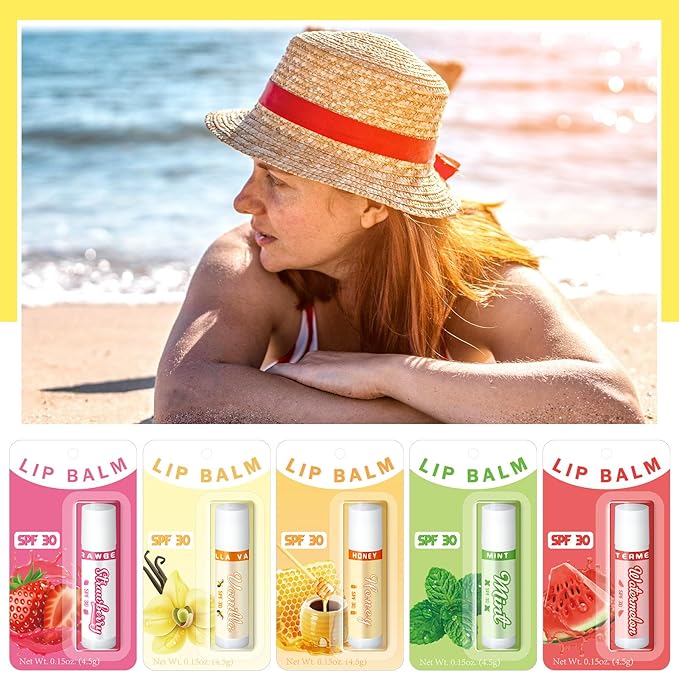 30 Pack Lip Balms SPF 30 Bulk Sunscreen Lip Balms Party Gifts Favors Lip Sunscreen Care with Vitamin E Wedding Bridal Shower Favors Baby Shower Gifts for Outdoor Travel Beach