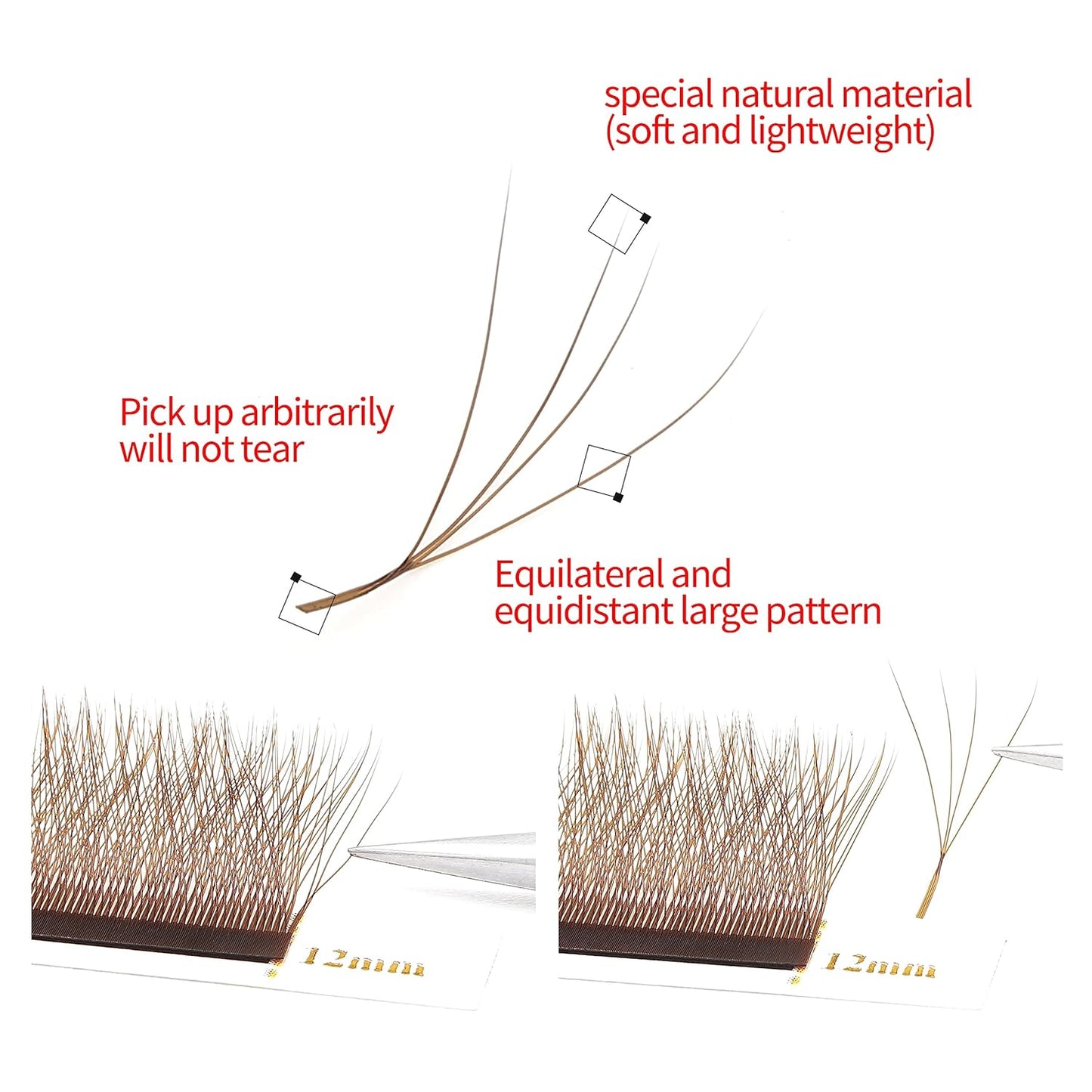 Lash Extensions Brown 4D W Eyelash Extensions W Shape 0.07mm Thickness D Curl 15mm Premade Fans Lashes Colored Lash Extension Volume Lashes Individual Lashes(W-Brown-4D-0.07-D,15mm)