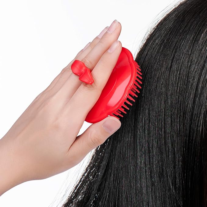 Hair Scalp Brush Dandruff Cleaning Brush Shower Scalp Shampoo Brush Scalp Massager Pack of 4 (Black and red)